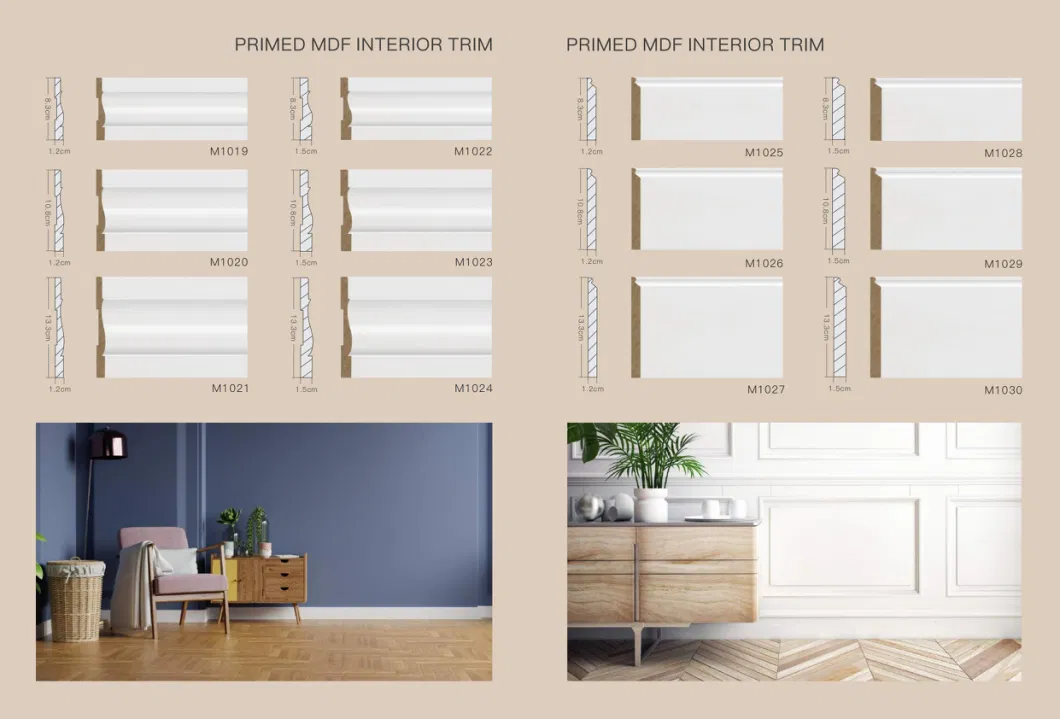 White Wooden Pine Primed Base Board Crown Moulding